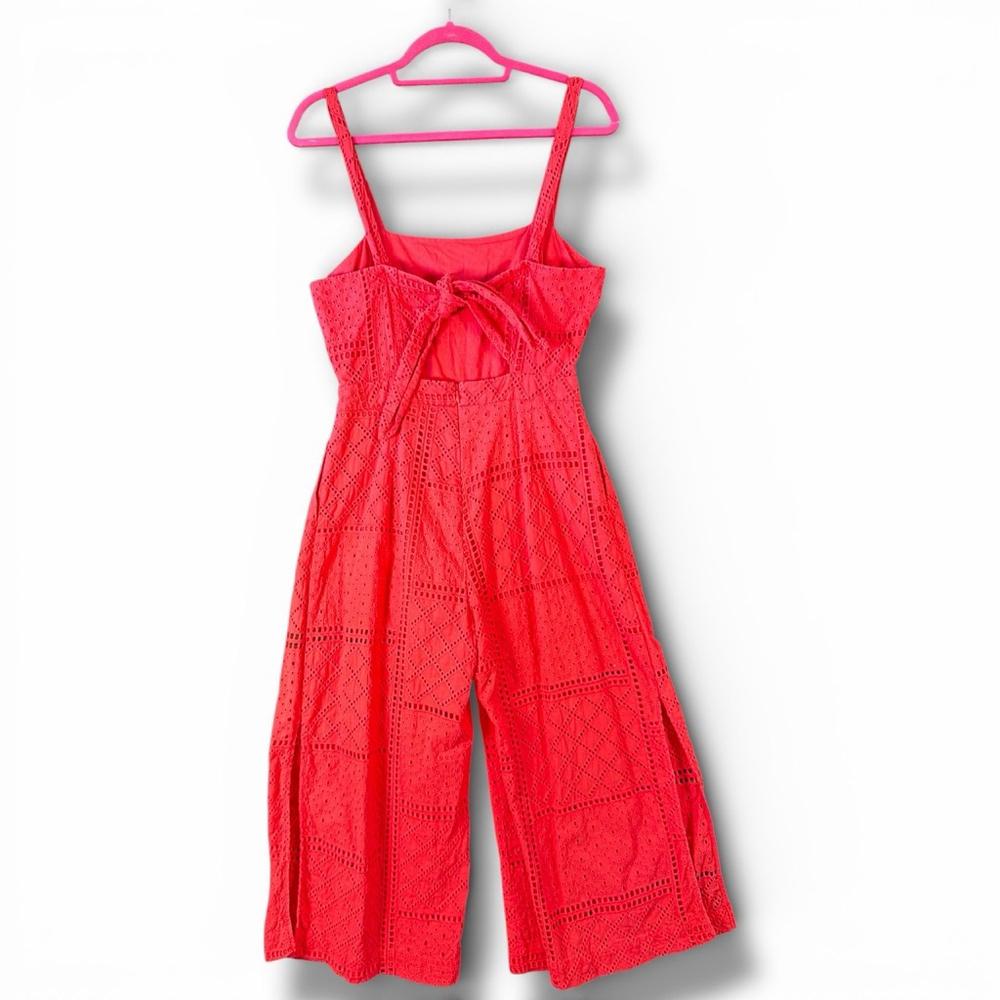 Parker Red Eyelet Cropped Jumpsuit Size 2 - Picture 3 of 4